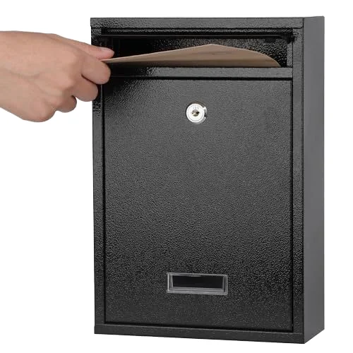 Wall Mount Metal Mail Box Security Drop Box with Transparent Window Letter Box