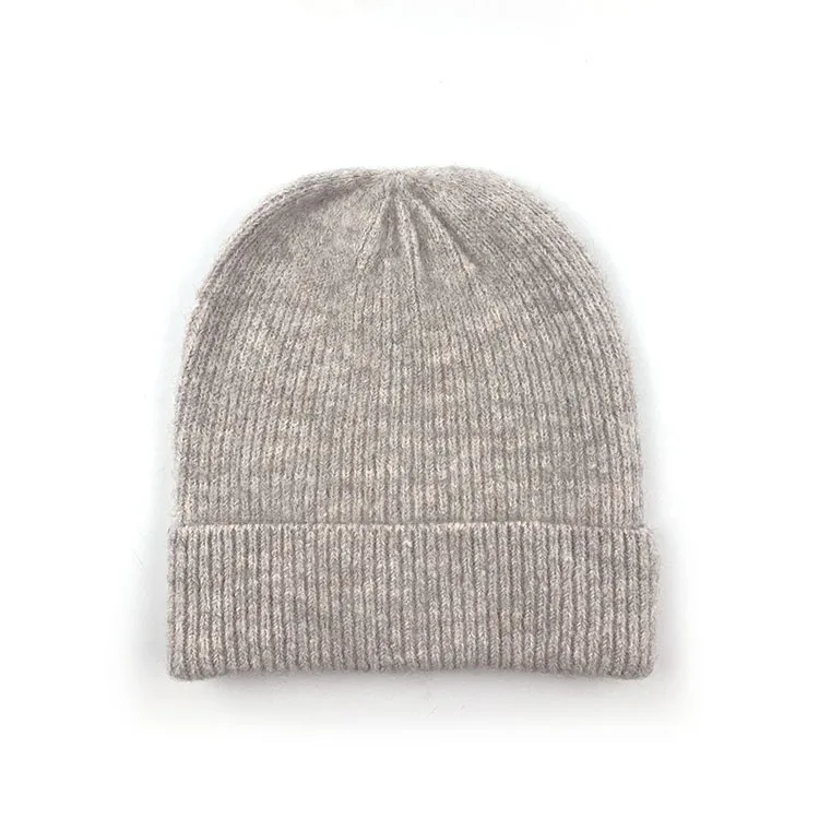 Eco Friendly Products Wool Running Beanies Recycled Polyester Wool Gray Cuffed Roll Up  Fisherman Knitted Hat Winter