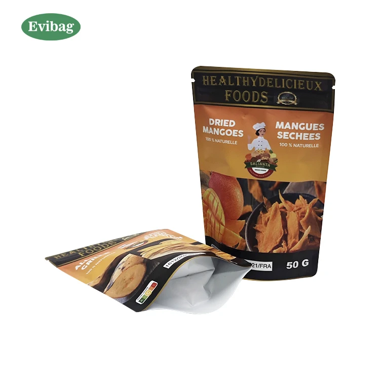 Mangoes Dry Fruits Plastic Food Packaging Bags Custom Printing Dried Mango Packing Bag With Zipper