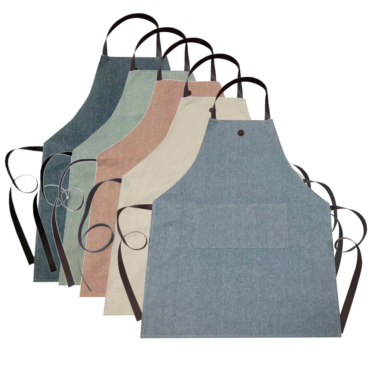 Waterproof OEMservice 100% cotton polyester denim Customized wholesale adjustable cotton cooking kitchen apron
