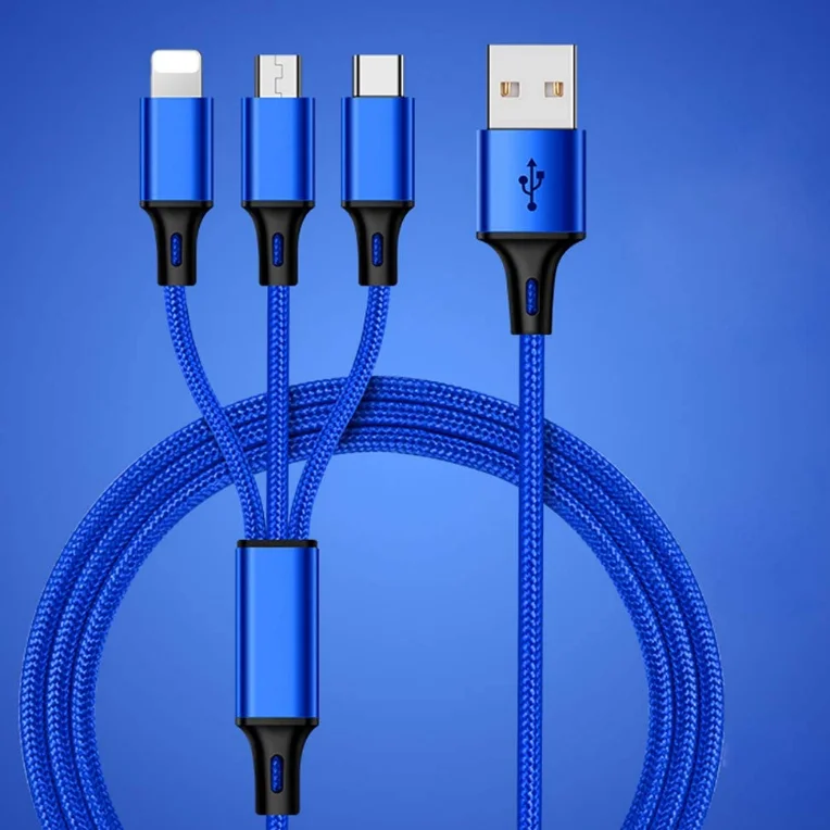  USB-кабель 3 в 1 с нейлоновой оплеткой для