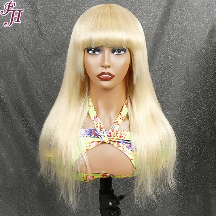 FH No Lace Blonde 613 Straight Machine Made Wig Human Hair Wig Full Machine Made Natural Wig With Bang