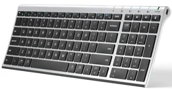 iClever BK10 Wireless Keyboard, Universal Wireless Keyboard, Rechargeable BT 5.1 Multi Device Keyboard with Number Pad