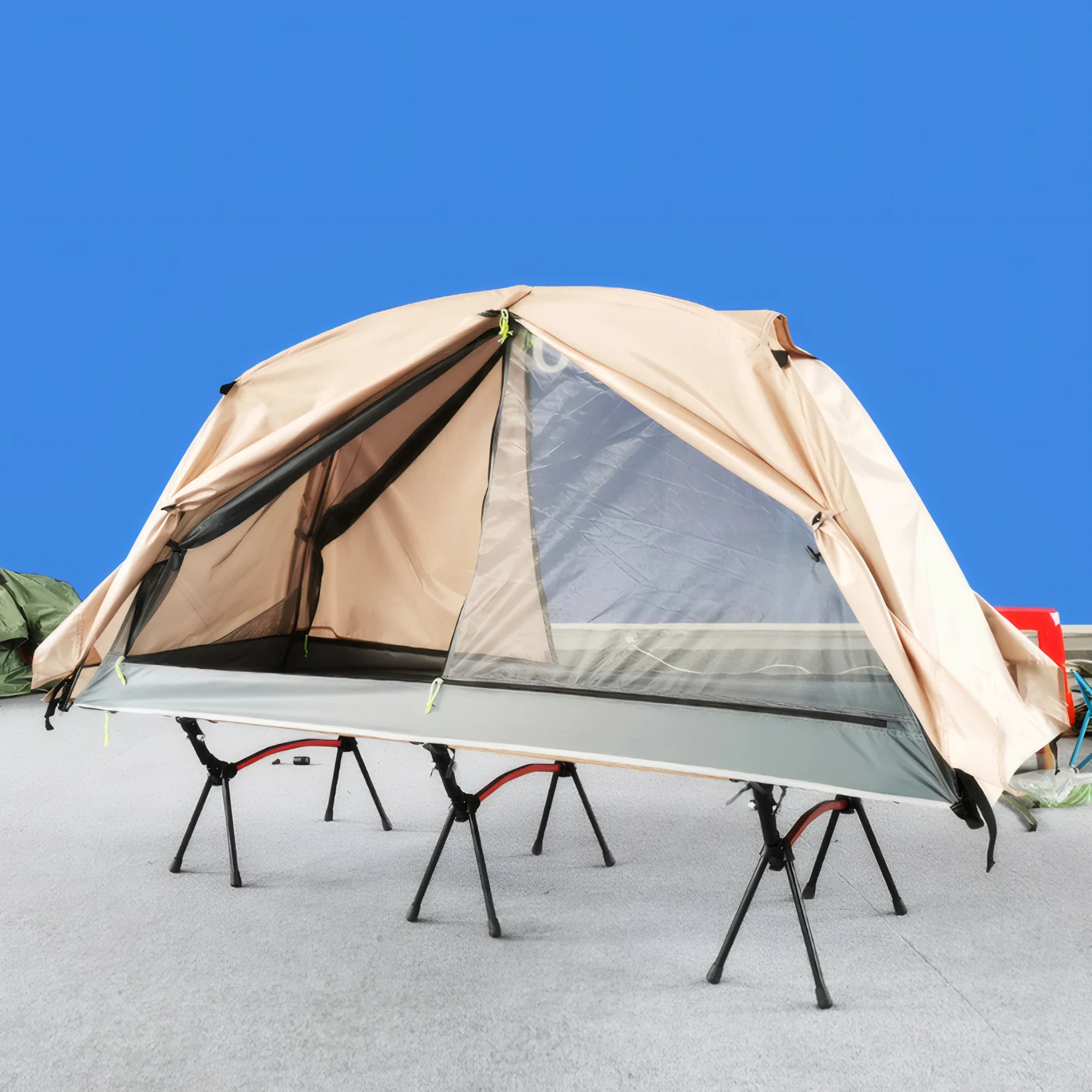 Customized Outdoor Camping Camp Bed Tent Lightweight Folding Double-layer Off-ground Cot Tent