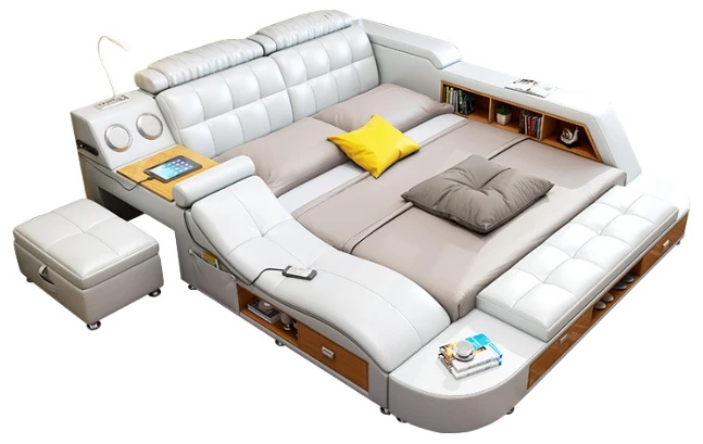 King Size Massage Modern Fabric Leather with Storage Safe Bedroom Setting Smart Sex Bed