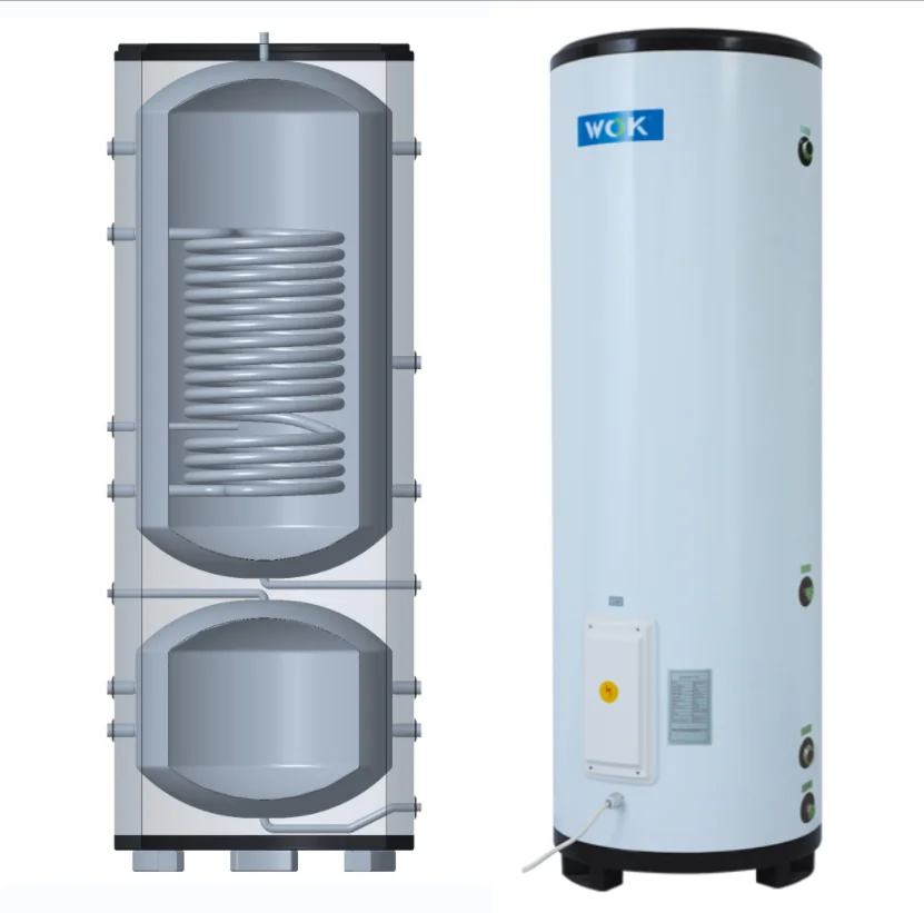 WOK buffer and DHW hot water tank for solar heat pump system multi-function house heating and bath hot water