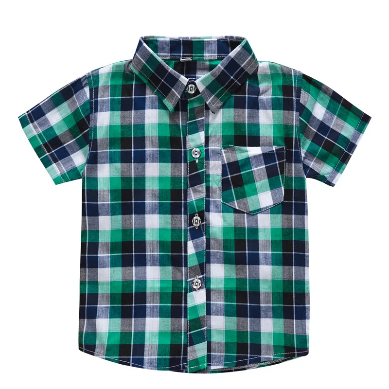 2019 hot sale new design summer New children Girls comfortable Casual upper Tops kids boys fancy plaid shirts