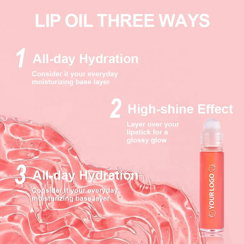 Fruit Strawberry Watermelon Flavor Scented Roller Ball Moisturizing Mini Lip Gloss Oil