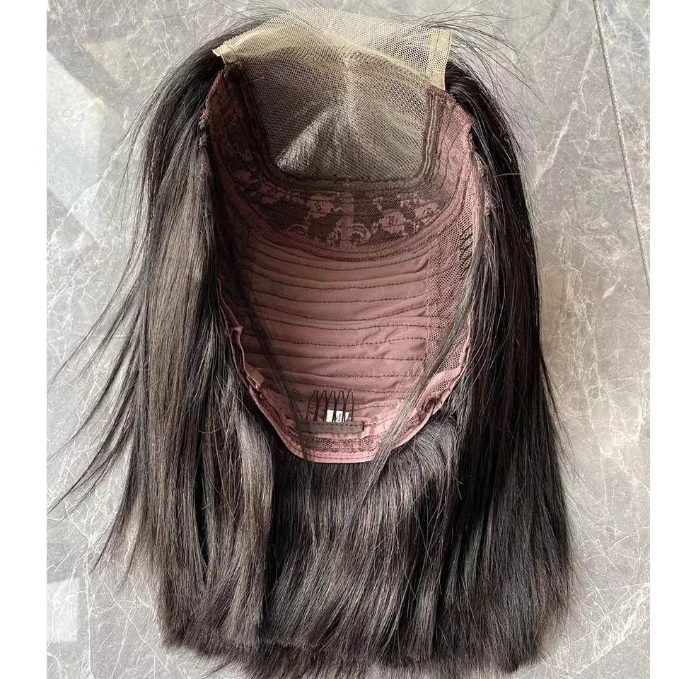 2024 How Selling Wholesale DD Bone Straight Human Hair Wigs 10 inch Bob Wigs Cheap 2*6 Lace Real Human Hair Wig
