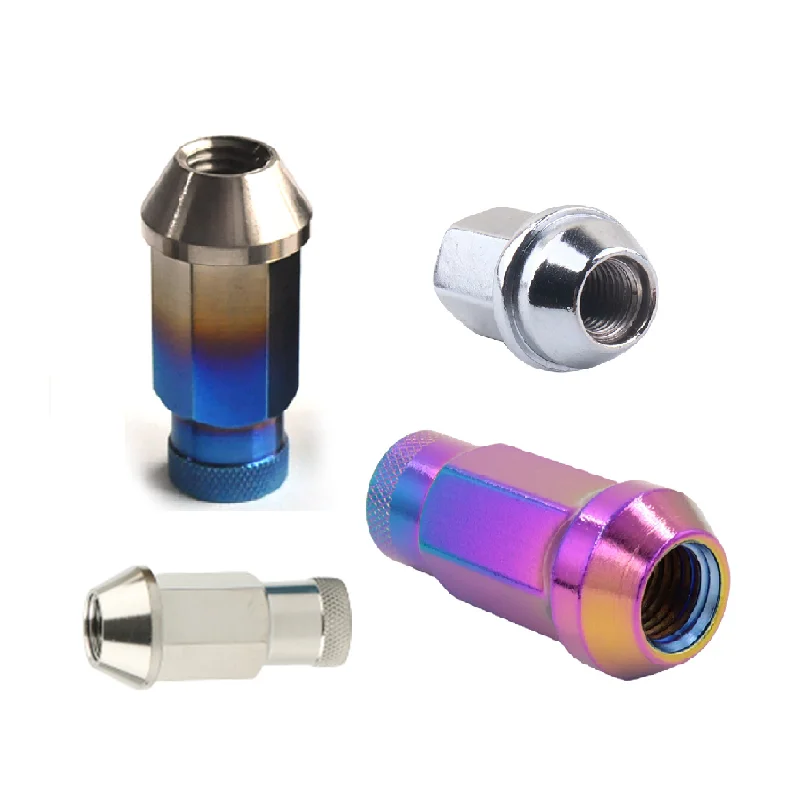 Professional Customization Customize M12x1.5,  aluminium carbon steel different styles colored spline long truck wheel lug nuts/