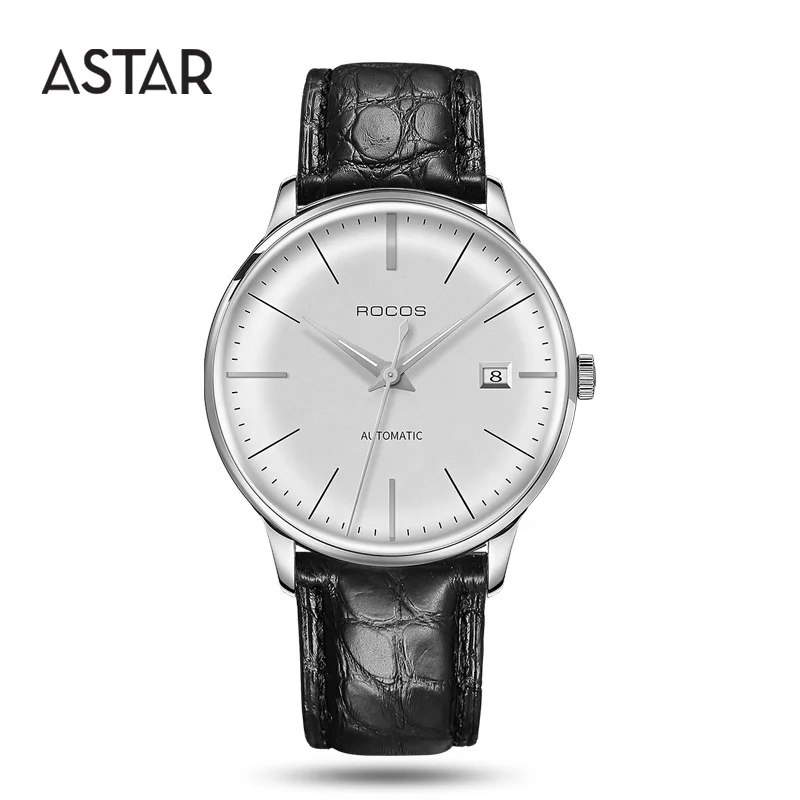 Luxury dome crystal glass 316L stainless steel Minimalist thin japan movt mechanical automatic wrist watch men for sale