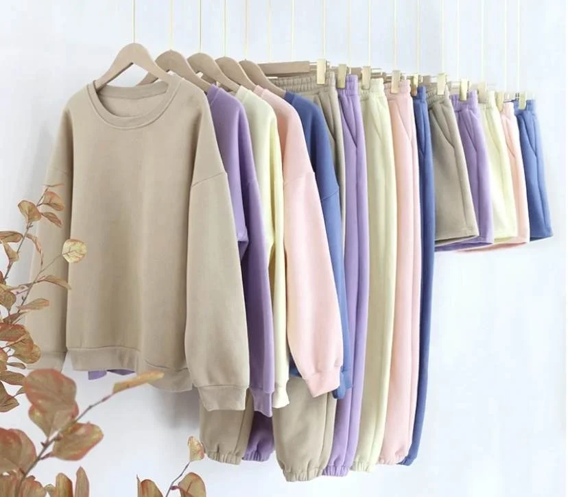 Новинка, осенние модные женские Свободные флисовые брюки, шорты и толстовка с круглым вырезом