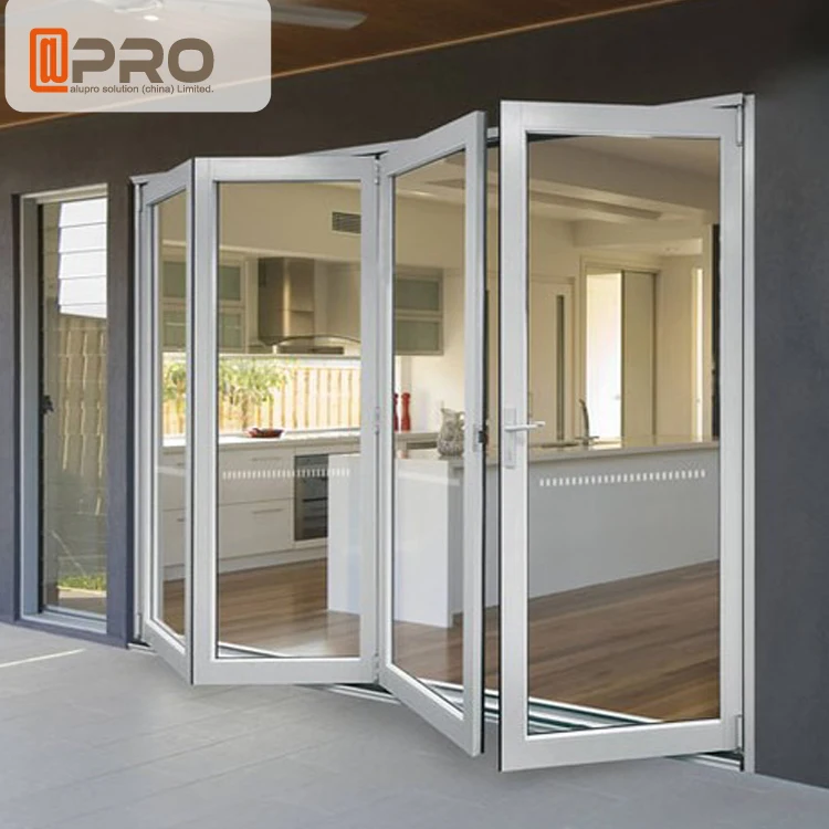 Fashion door latest design aluminium frame single glass folding door bathroom FOLDED HINGE Diy aluminium Bi folding door