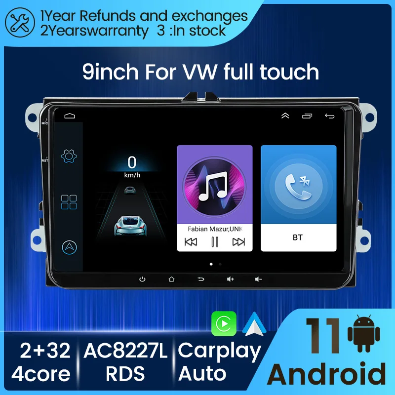 MEKEDE Android 11 4core android Автомобильное видео для VW/POLO/PASSAT B6/Golf/TOURAN/SHARAN 2 + 32 Гб WIFI GPS