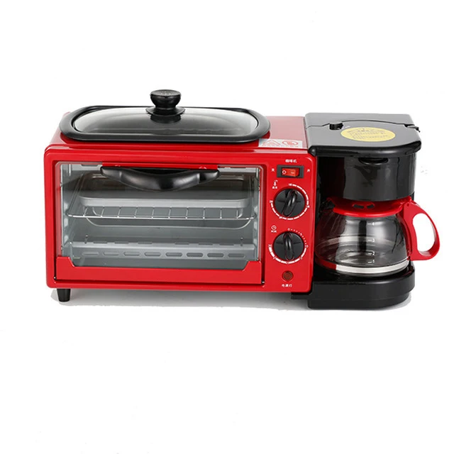 Household frying pan electric oven tea boiling device 3 in 1 multifunctional breakfast making machine
