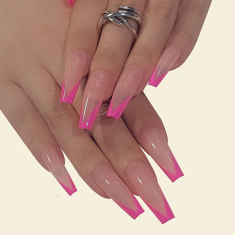 Professional French Acrylic Fakes Nail Tips Artificial Full Cover Acrylic Transparent Nail Capsules nail decorations a