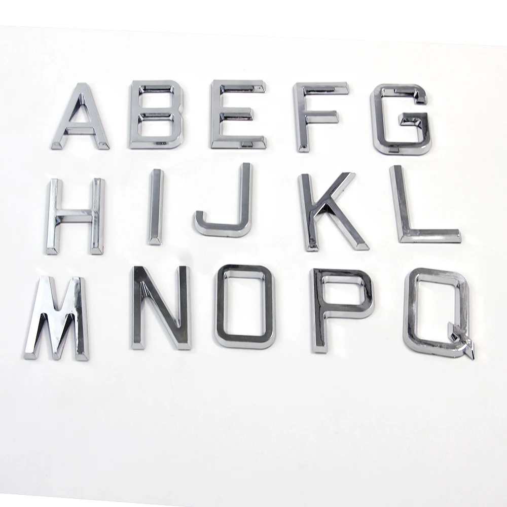 2024 Car Badge Logo Wholesale Silver Black Sticker Tape Custom Car Alphanumeric Plating Abs Plastic Labels Chrome Badge Emblem