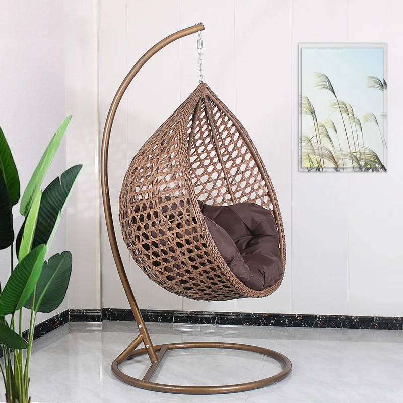 Patio chair rattan  metal wood furniture french bistro rattan outdoor hanginge woven egg armless wicker rope outdoor patio chair
