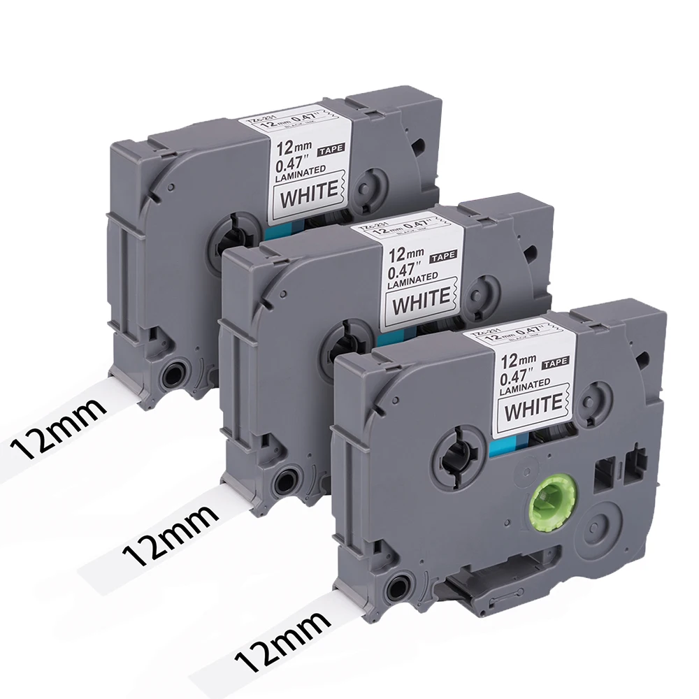 Weemay TZe231 laminated adhesive tape black on white 12mm 8m cassette tape recorder for Brother p-touch label printer