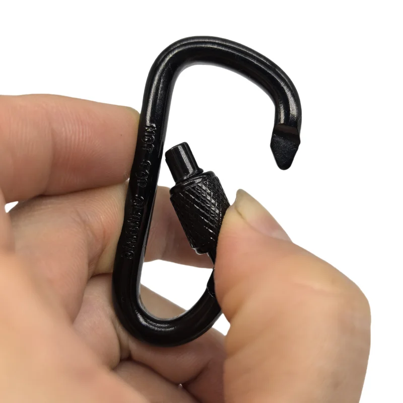 CBS-6# spring aluminum carabiners clip 6# D shape locking small snap hook for backpack with lock quick hanging Nuts buckle