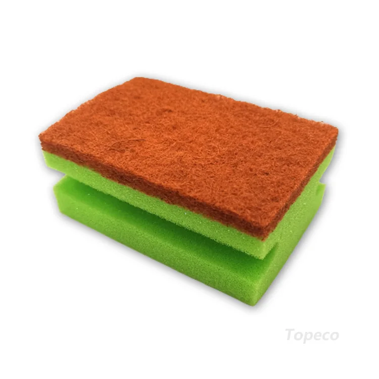 Topeco 2022 New Arrivals Biodegradable Eco Friendly Plant Based Scrubber Pads Kitchen Coconut Scrubber Sponge