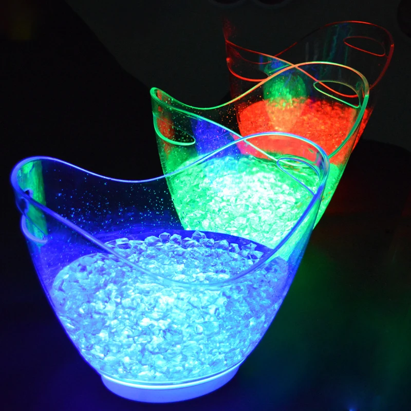 Wholesale supply chang-color LED Ice Bucket rechargeable batteries beer wine champagne acrylic transparent led ice bucket