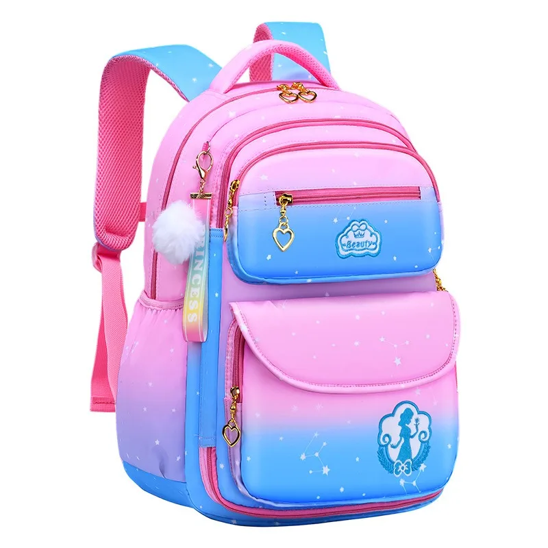 JM Hot sales Schoolbag Primary school students gradient wholesale girls 6-12 years old backpack burden reduction Princess Lady