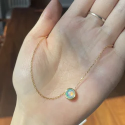 Unique Design 925 Sterling Silver Gold Plated Nature Opal Pendant Gemstone Necklace for Girls Party Gift
