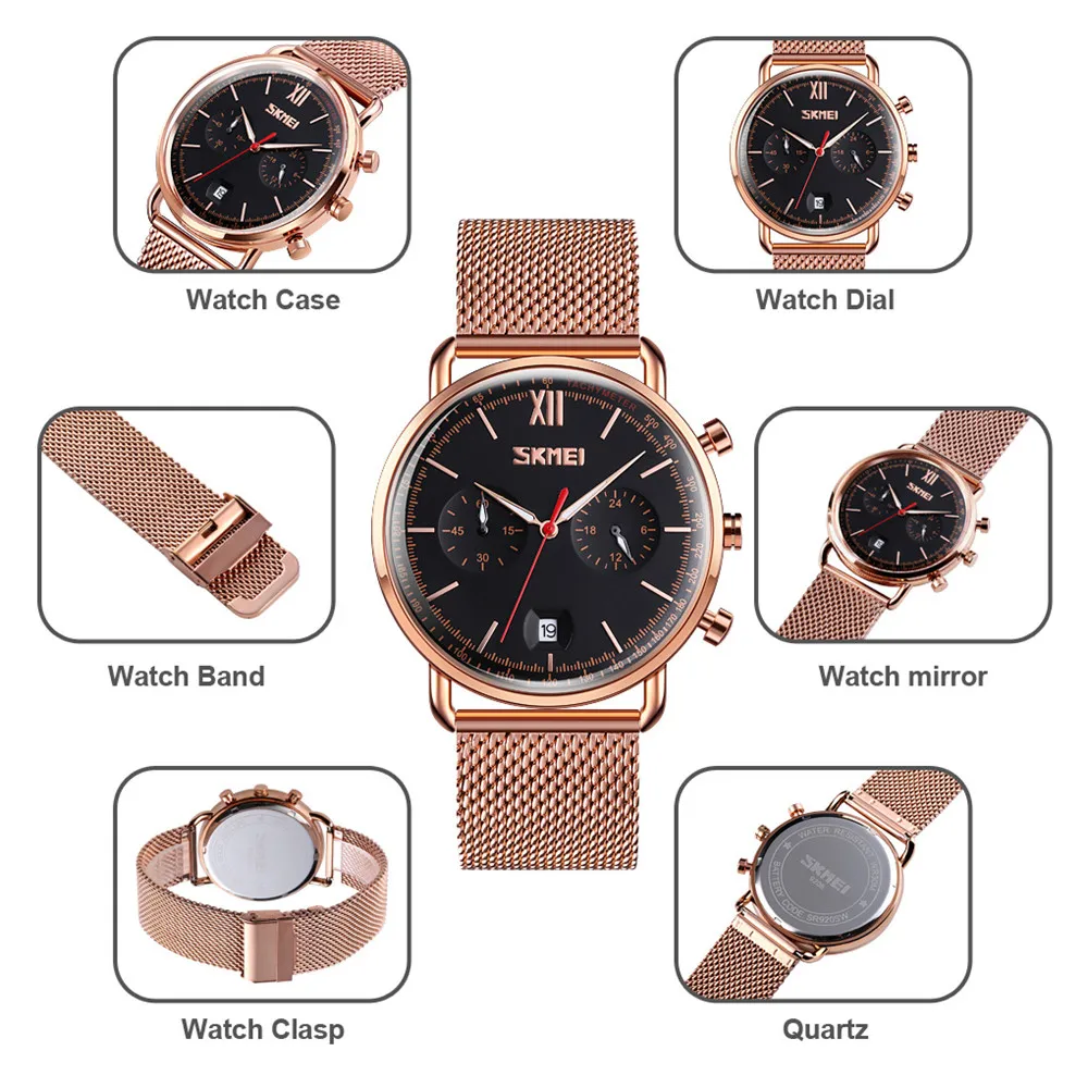 Мужские Водонепроницаемые наручные часы из нержавеющей стали Skmei