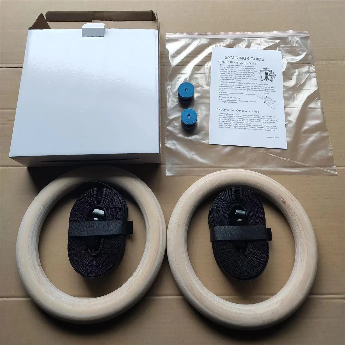 Lifting ring home with solid wood fitness equipment pull-up gymnastics training cervical lumbar traction