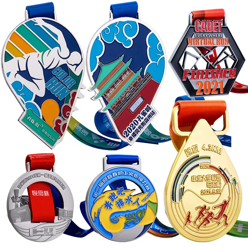 Cheap custom Medal bespoke Marathon Running virtual run Sports 5k Metal medal Customization medallas desportivas with ribbons