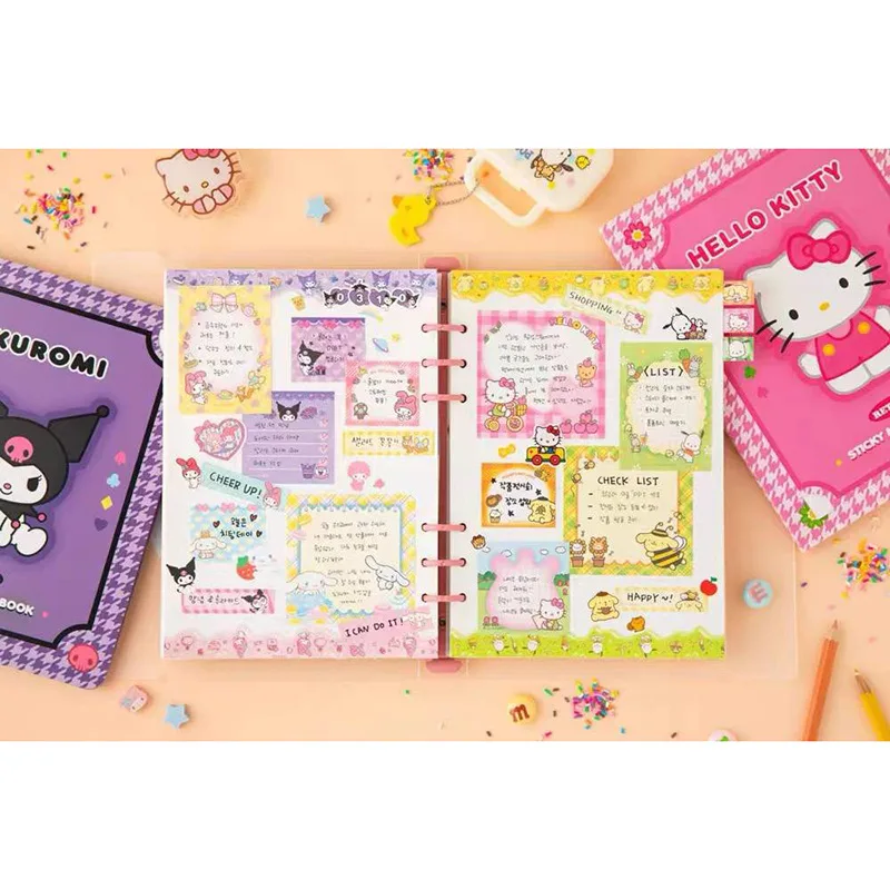 Kawaii Melody Kuromi Notes Set Anime Girl Heart Notepad Portable Manual Materials New