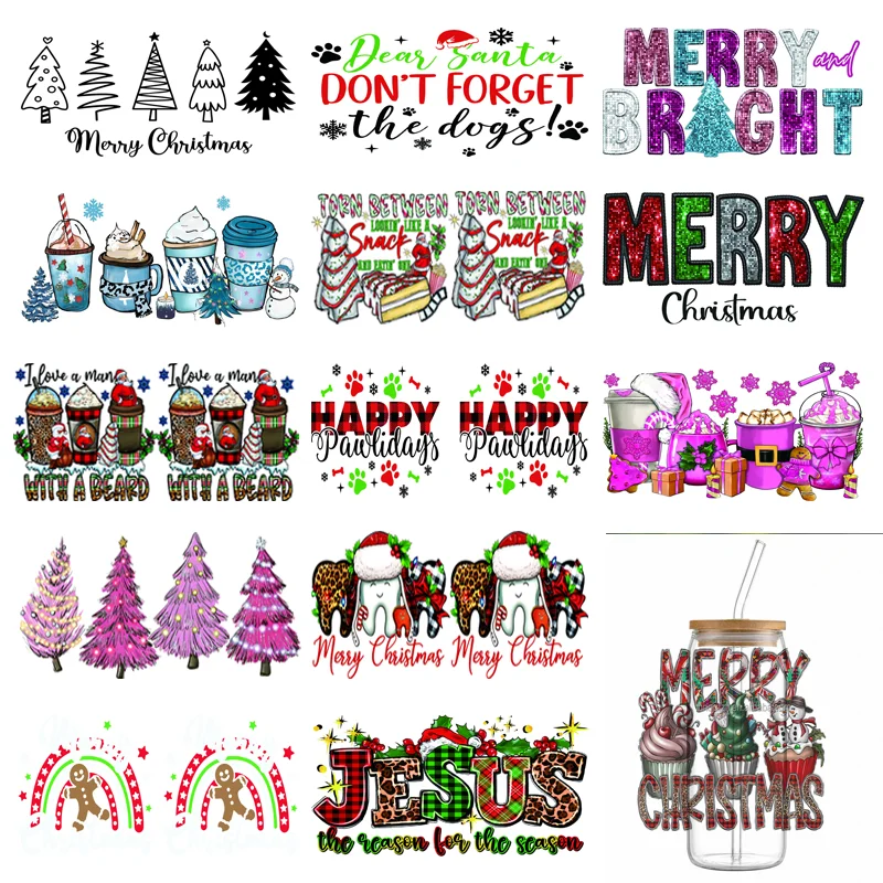 Good Price custom uv dtf transfers for cups wrap uv dtf cup decals transfers christmas uv dtf cup wrap transfers 16oz 24oz lib
