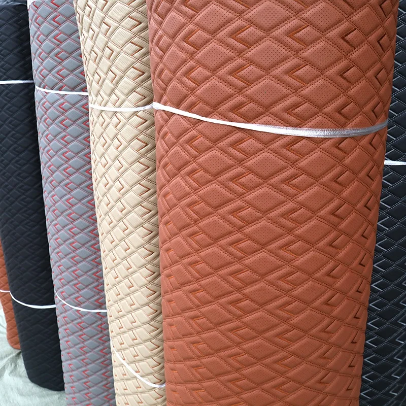 Designs Free Sample Development Embroidery Vinyl Fabric Foam 3-9Cm Faux Pvc Leather for Car Floor Mat Materials