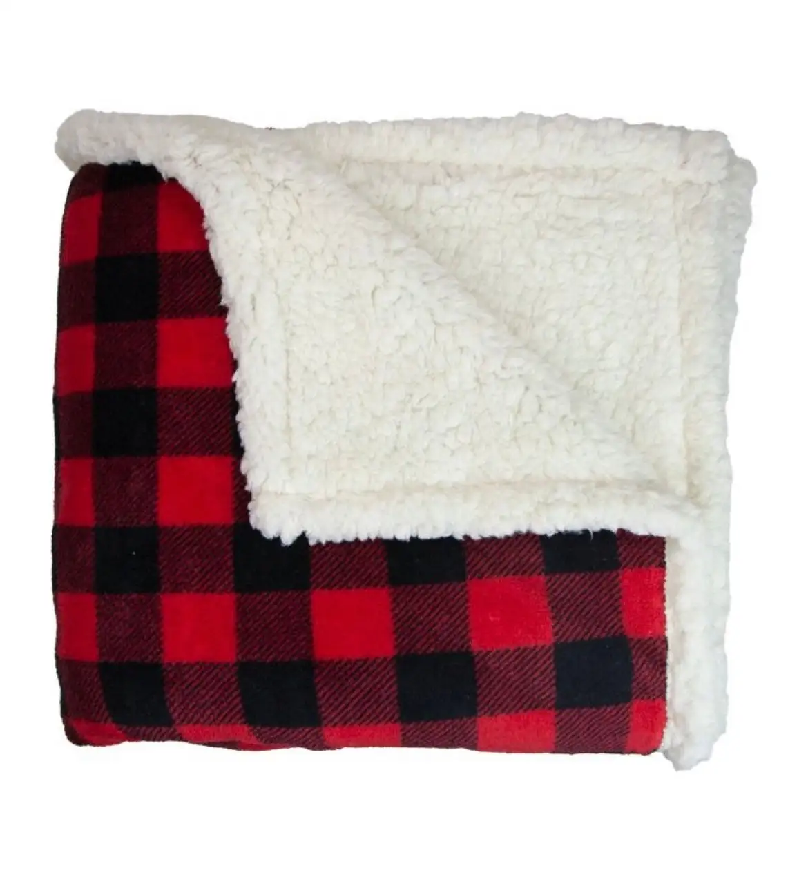 Personalized ultra warm queen size winter blankets red and black plaid christmas sherpa fleece blanket