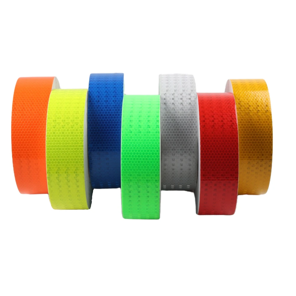 Factory Price Red White Yellow Green Blue 5cm, 10cm, 15cm  PVC Crystal Self Adhesive Reflective Tape for Outside safety