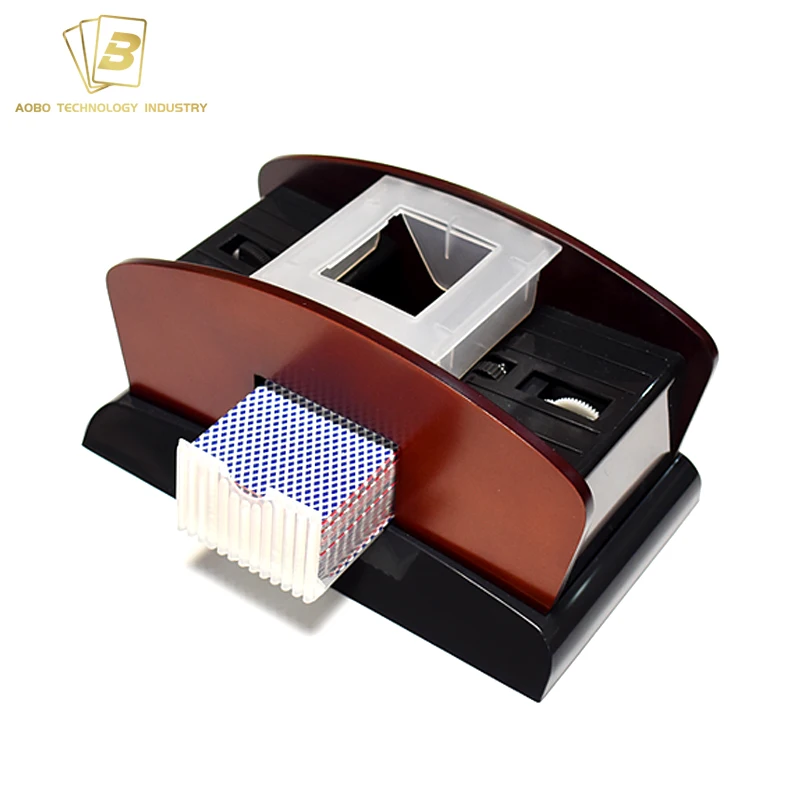 Card Shuffler Dealer Machine Poker Shuffler Aobo Wooden Automatic Casino 2 Decks Carton Box 100 Sets Casino Standard AB-XPQ003