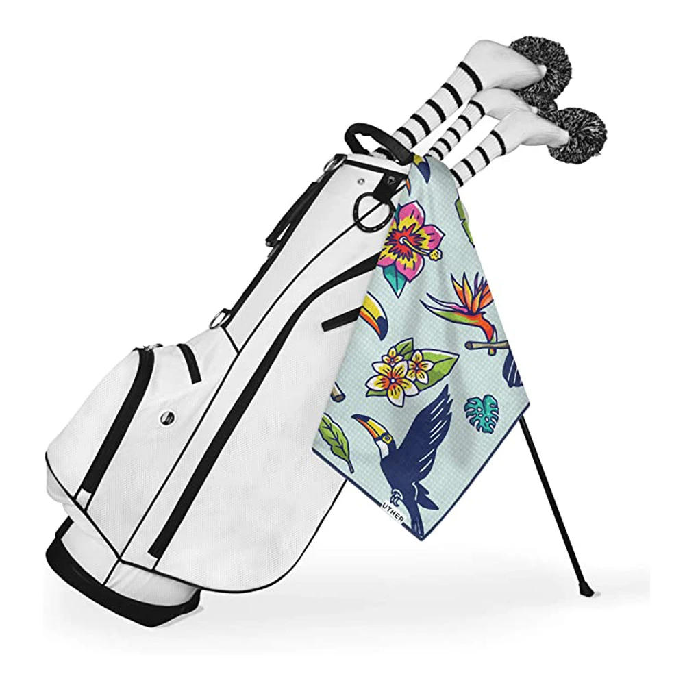 OEM manufacture recycled material large sublimation golf towels with logo custom printed
