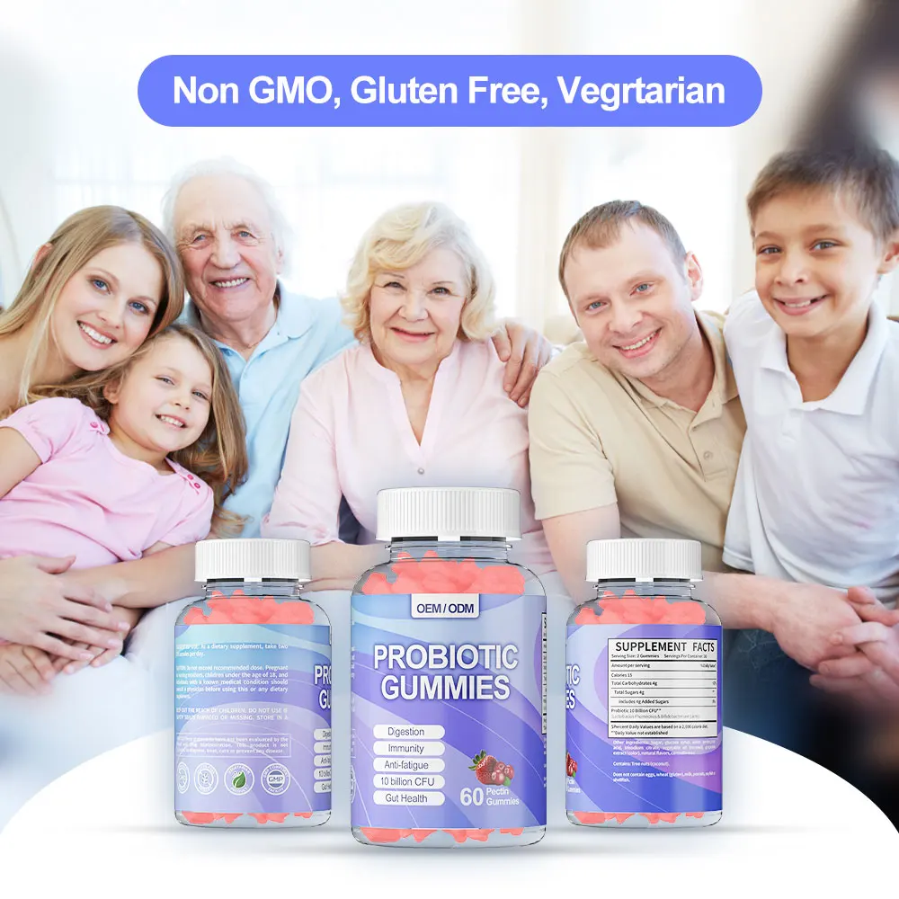 Hot Selling Probiotic Gummies Natural Probiotics No Chemical Compounds Probiotics 10Billion CFU Whitening From the Inside Out