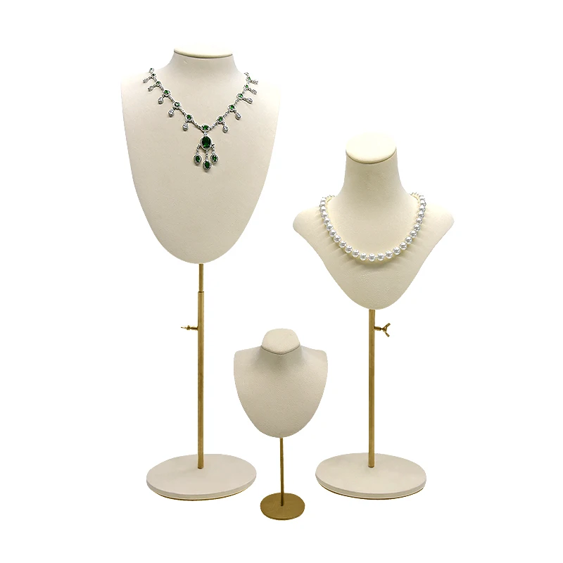 Luxury Mannequin Necklace Stand Holder  Microfiber Jewellery Display Bust necklace jewelry display stand for window showcase