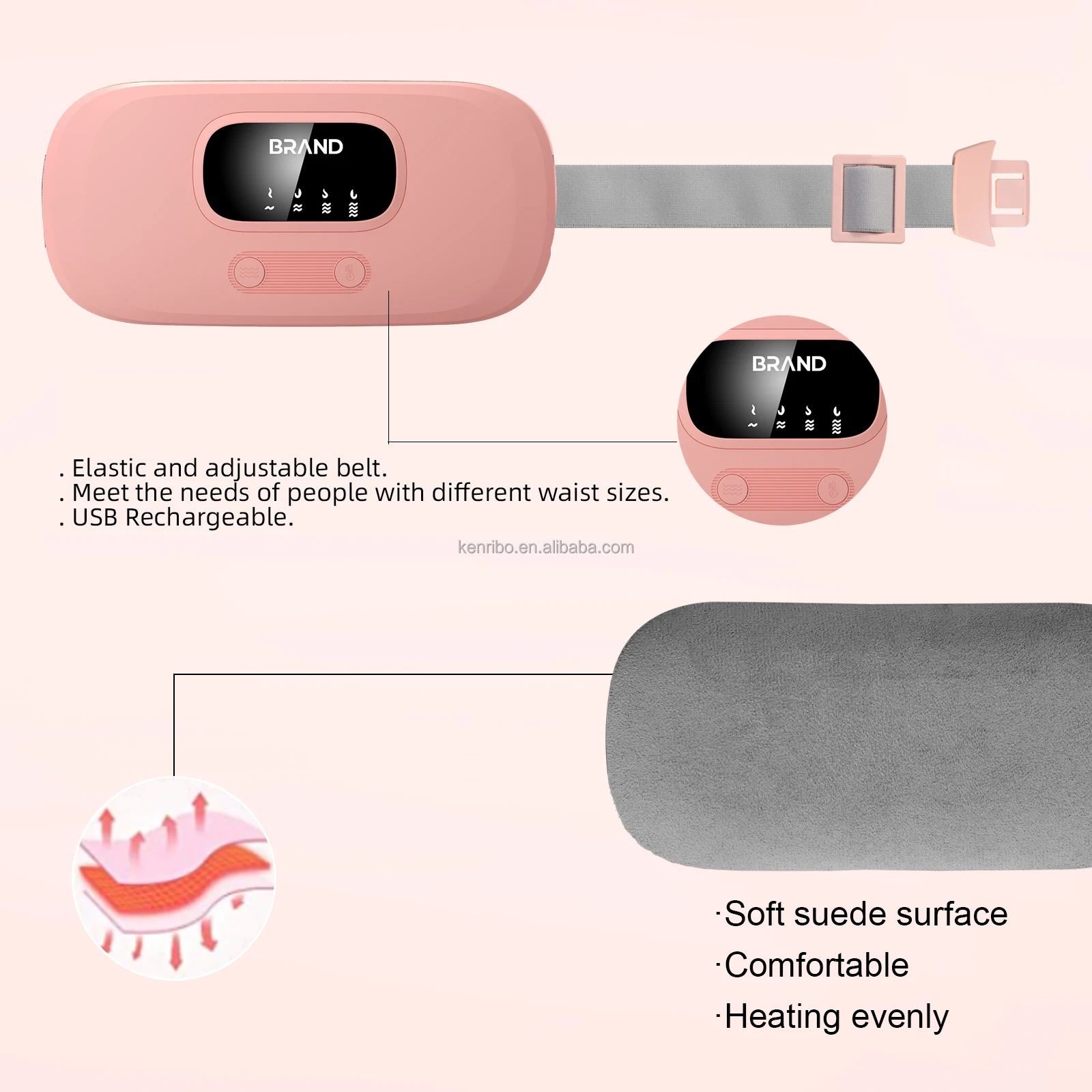 OEM hot sale electric warmer waist heat pad period menstrual pain relief device waist relieve massager belt for women