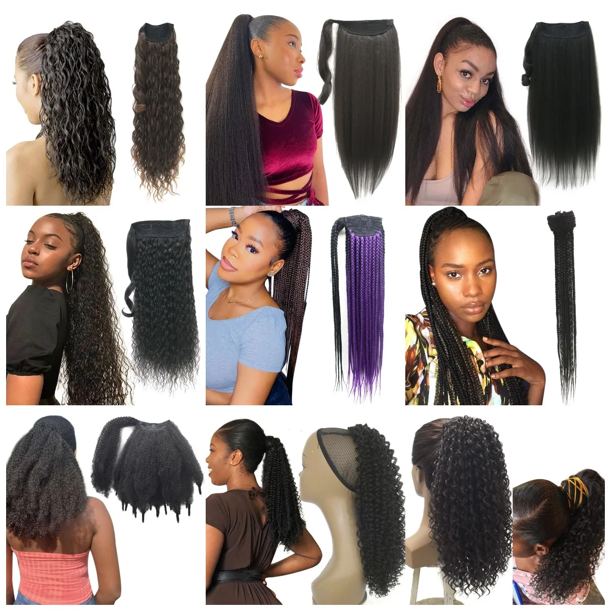 Novelties High Quality Materials Synthetic Kinky Black Women Jerry Curl Hair Extension Clip Jaw Claw Ponytail