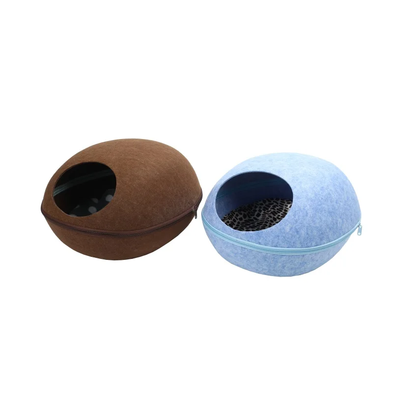 
Cheap factory price Cat Bed Sleeping Bag Zipper Egg Shape Felt Cloth Warm Pet House All Around Nest 