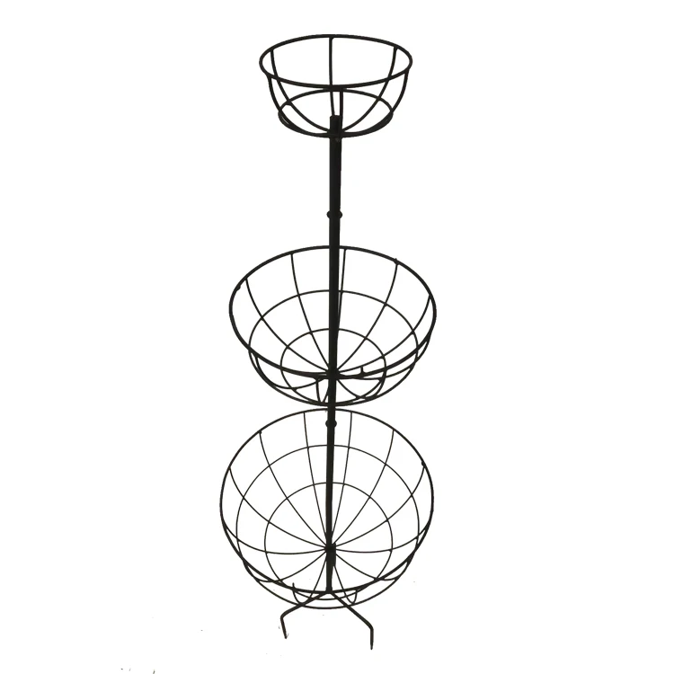 Factory Direct Metal Wire Basket Snack Potato Chip Display Rack with 3 tiers Plush Toys Display Stand with Cycle Basket Holder
