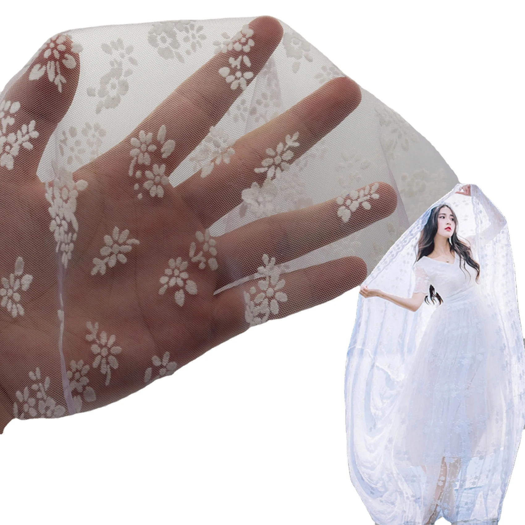 
Polyester Embroidery Flower Fabric for Sofa Wedding Dress Skirt Jacket 