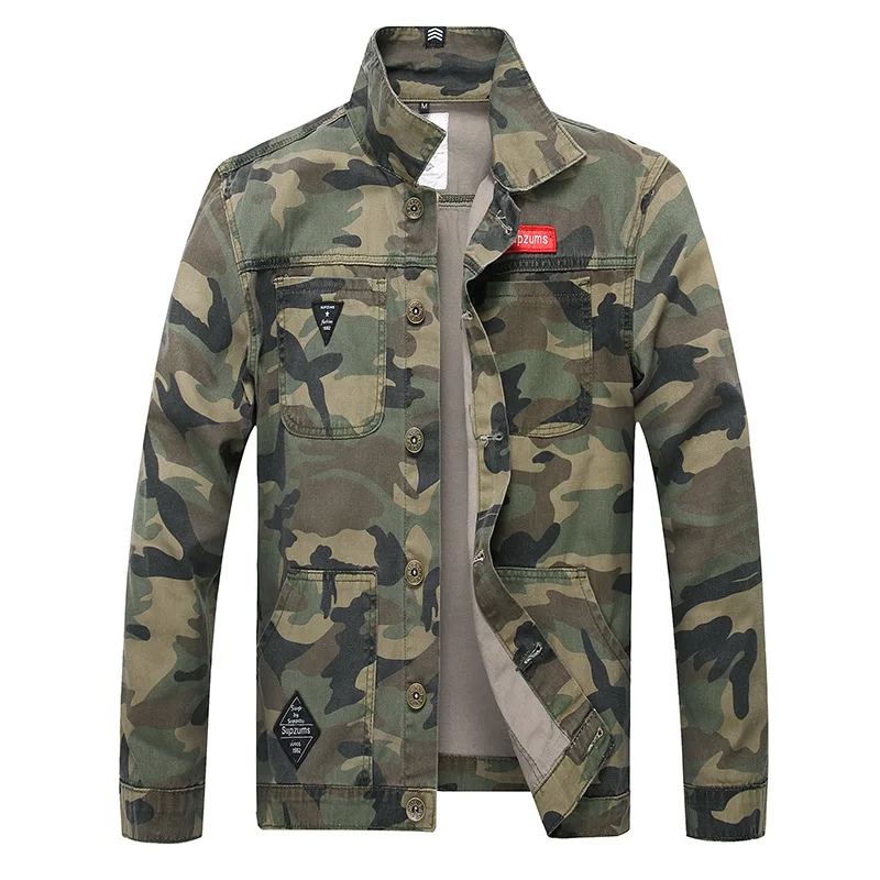 Factory Outlet Denim Jacket Men Fashion Camouflage Jacket Men Slim Stretch Black Jacket For Men