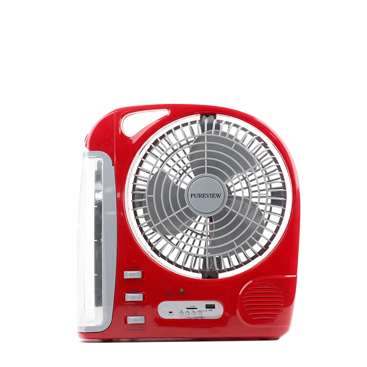 Hot selling 8 inch charging table box electric fan with power bank function portable solar rechargeable multi function fan