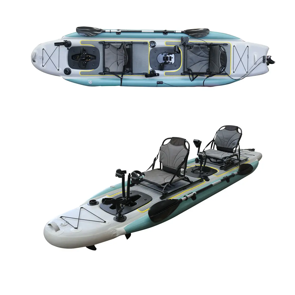 Vicking PVC Pedal Kayak Inflatable  14ft Double-Seat Fishing Canoe Boat with Foot Pedal Drive for Rowing & Fishing