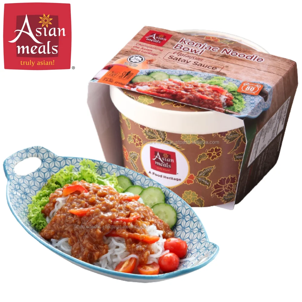 Wholesale Konjac Instant Yam Noodle Bowl Satay sauce Konnyaku Shirataki High Quality Delicious Halal Malaysian HACCP GMP ISO