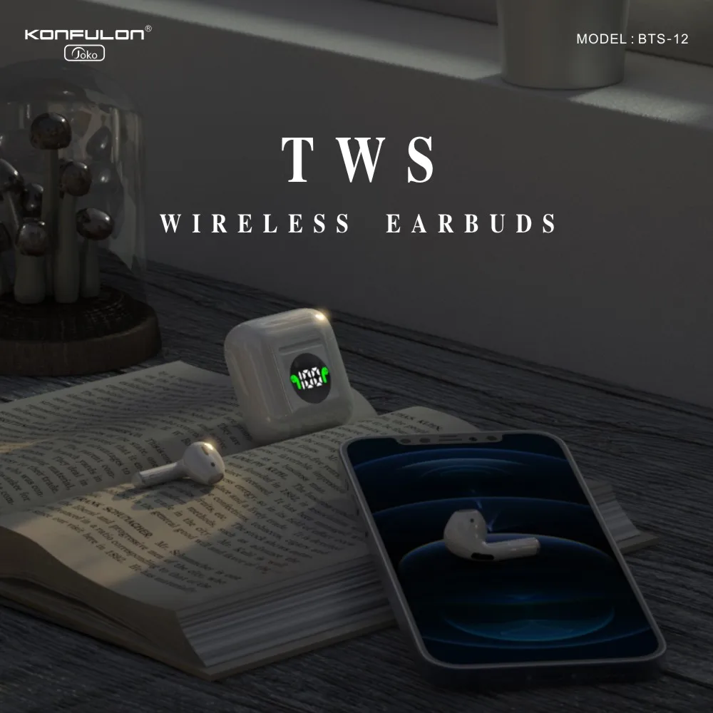 Беспроводные наушники Konfulon V5.0 TWS с зарядным чехлом Hi-Fi Смарт-наушники для